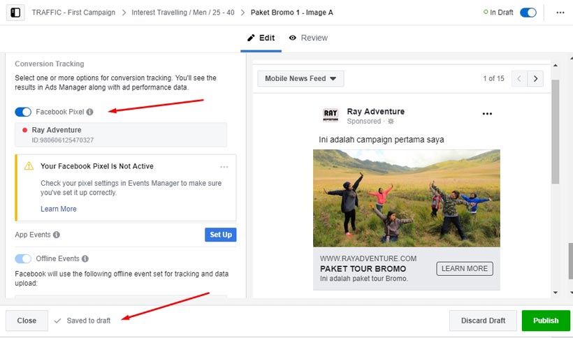 Cara beriklan di Facebook : Pengaturan konten iklan
